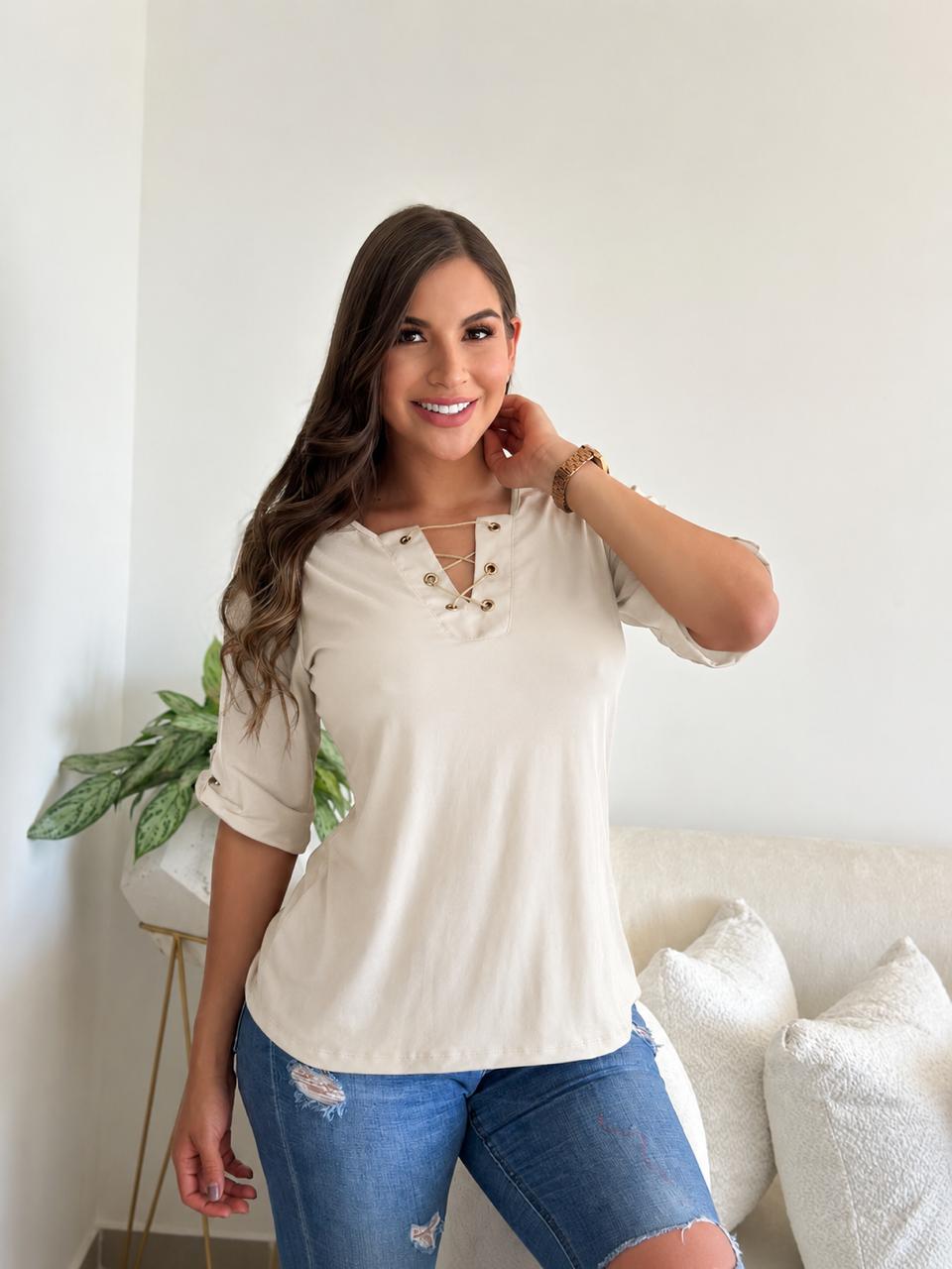 REF.: 1288 - BLUSA SEÑORIAL DE MANGA